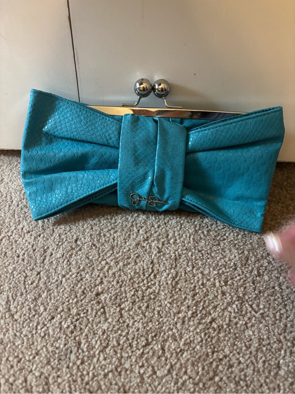 Jessica Simpson Teal Bow Clutch